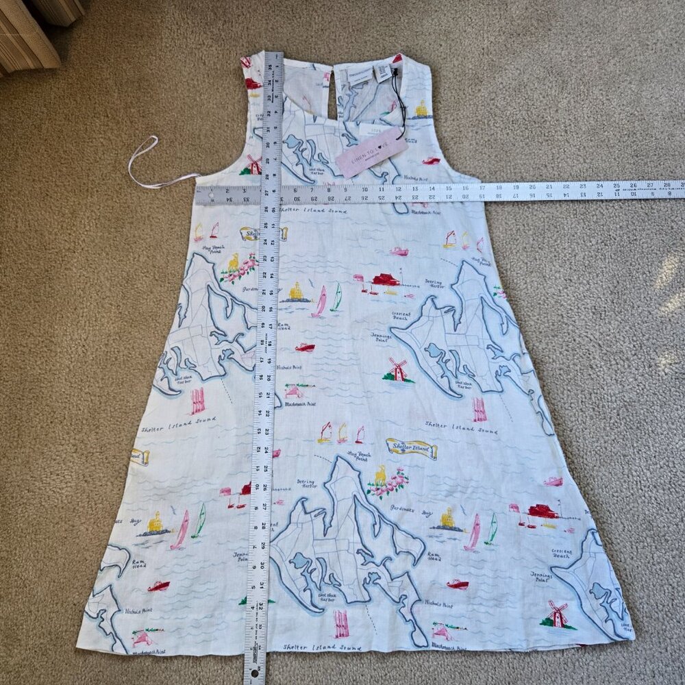 NWT Shelter Island Map Linen Dress Hamptons Long Island NY - Picture 6 of 10